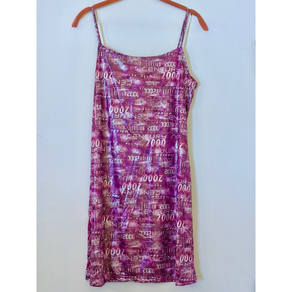 Vintage 1999 Charlotte Russe New Years Y2K Millennium Mini Dress Rave Club Kid L